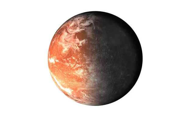 Halve planeet Mercurius met halve Mars planeet van het zonnestelsel geïsoleerd op een witte achtergrond. Dood van de planeet. Elementen van dit beeld werden geleverd door Nasa. Voor elke wens gebruik. — Stockfoto