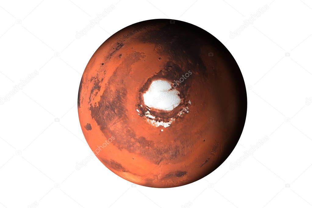 Planet Mars top side Isolated
