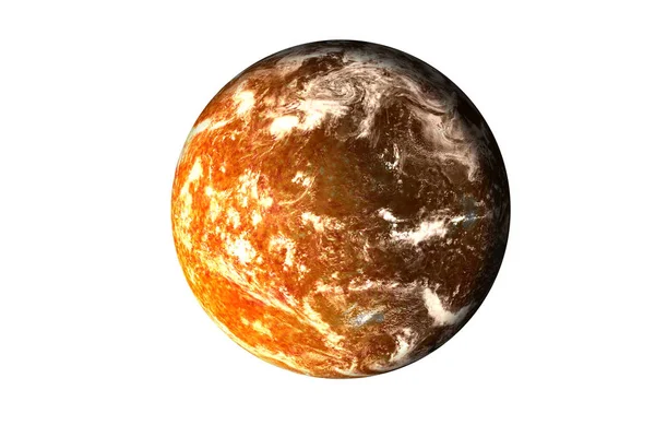 Planet mit brennender magmatischer Oberfläche und Gasatmosphäre isoliert — Stockfoto