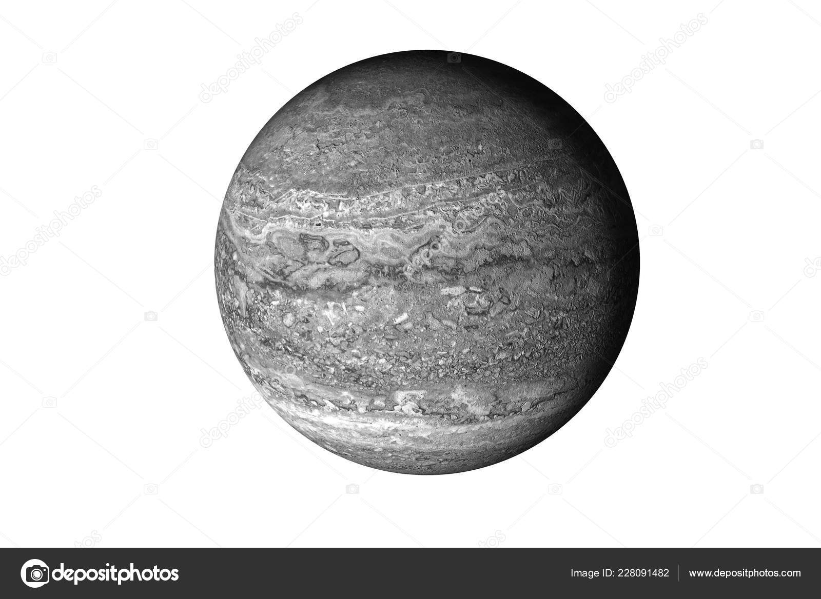 Grey planet with rock surface in the space isolated on white. Stock ...