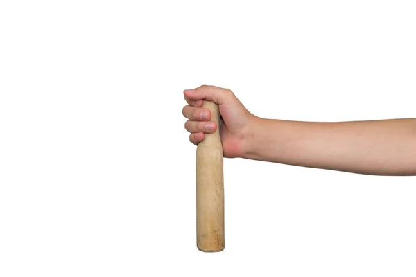 Wooden mortelstöt i hand — Stockfoto