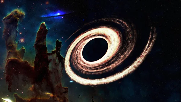 Un agujero negro en el espacio. Elementos de esta imagen fueron proporcionados por la NASA . — Foto de Stock