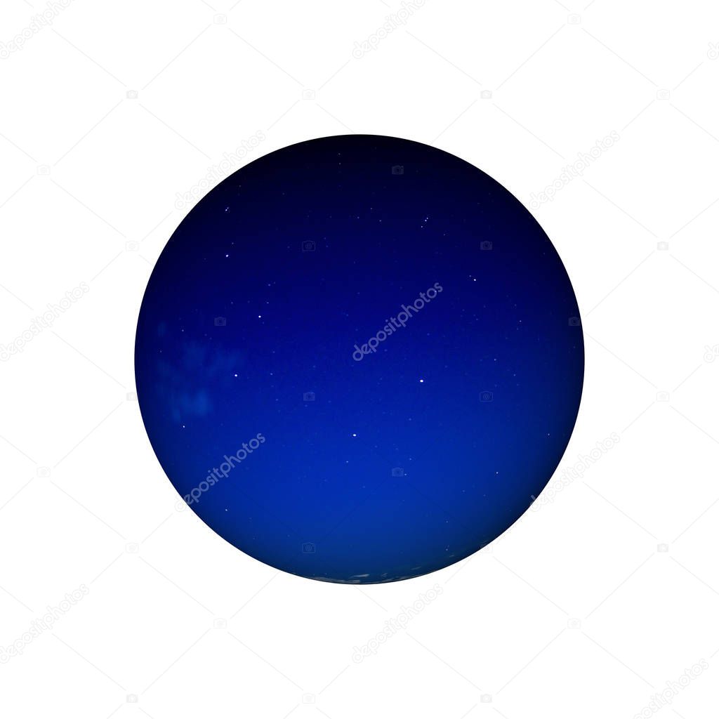 Fiction Blue Planet isolated on white background. Science fiction. Elements of this image were furnished by NASA.