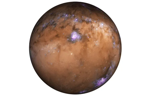 Ficção planeta vermelho Marte com trovoadas roxas — Fotografia de Stock
