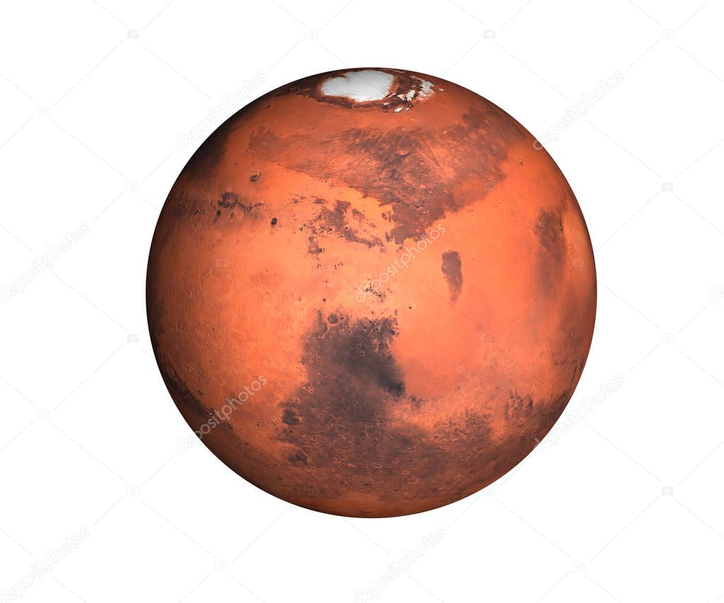 Planet Mars of solar system isolated