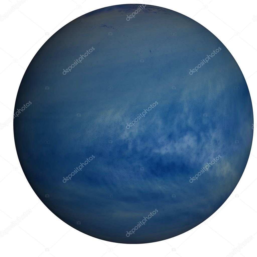 Planet neptune of solar system with atmosphere isolated. Fiction blue planet. 3D render. Elements of this image furnished by NASA.