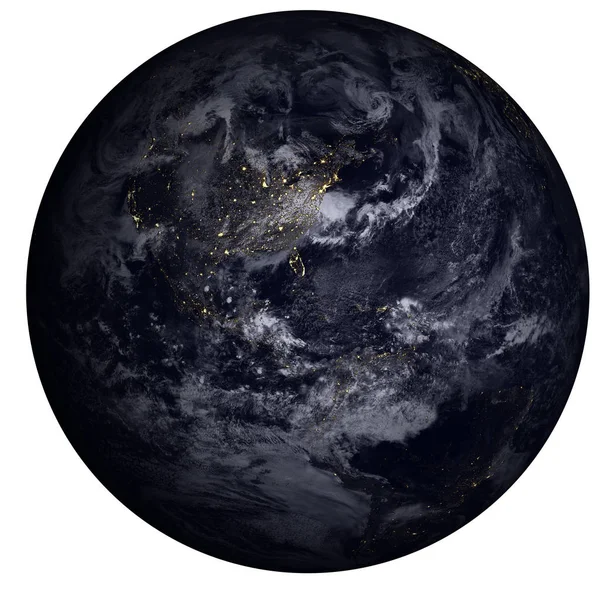 大気が孤立した太陽系の夜の高詳細な暗黒惑星地球. — ストック写真