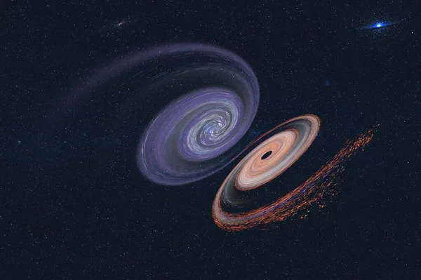Połączenie gigantycznych czarnych dziur w przestrzeni — Zdjęcie stockowe