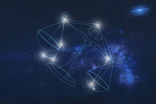 Signo Del Zodíaco Libra Constelación Estrellas Espacio Exterior Con Líneas — Foto de Stock