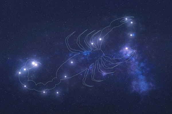 Escorpio Constelación Estrellas Espacio Exterior Con Forma Escorpio Líneas Signo — Foto de Stock
