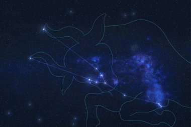 Taurus Takımyıldızı dış uzayda. Zodiac İşareti Taurus takımyıldızı çizgiler halinde. Bu görüntünün elementleri NASA tarafından döşendi. 