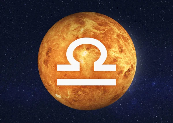 Signo Del Zodíaco Libra Planeta Venus Del Sistema Solar Infografías —  Fotos de Stock