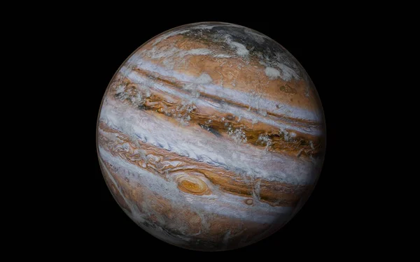 Jüpiter 'in atmosferi siyah-yüksek çözünürlüklü 3D izole edilmiş güneş sistemindeki gezegenleri sunar. Bu görüntünün elementleri NASA tarafından döşendi.