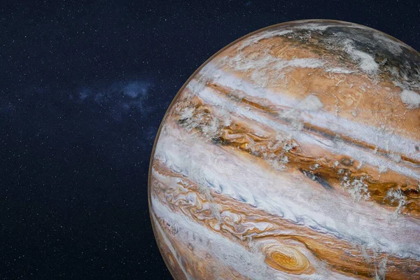 Jupiter Met Wolken Van Atmosfeer Ruimte Hoge Gedetailleerde Weergave Elementen — Stockfoto