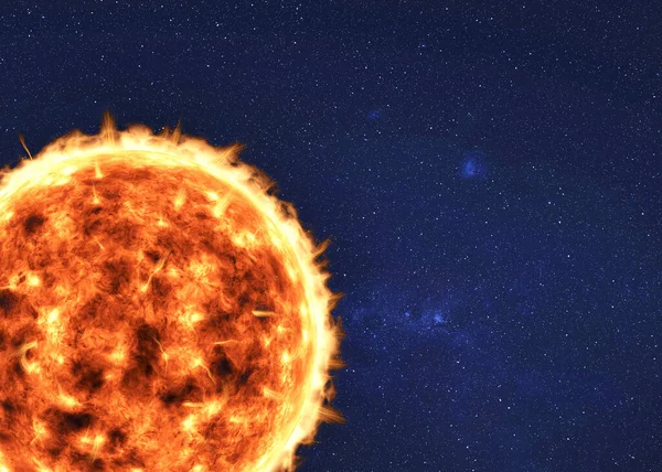The main star Sun of Solar system in outer space.