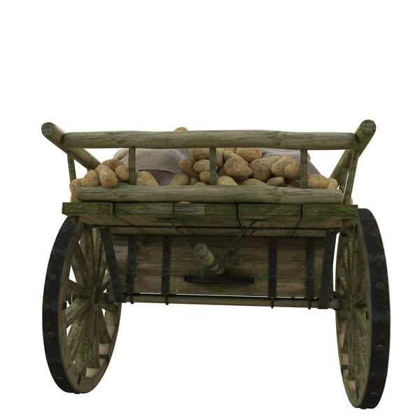 Patatas en un carro de madera — Foto de Stock