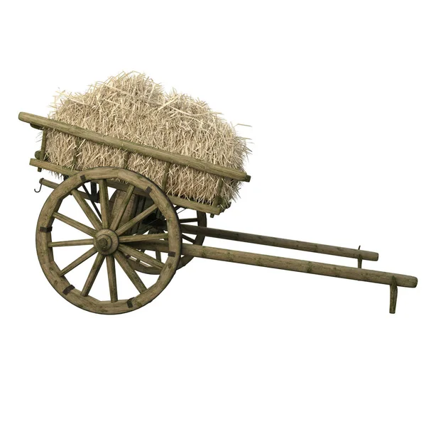带干草和稻草的推车 — 图库照片