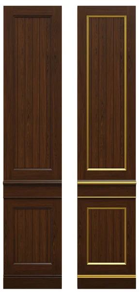 Panel kayu klasik dan veneer dan patina emas, 3d rendering . — Stok Foto