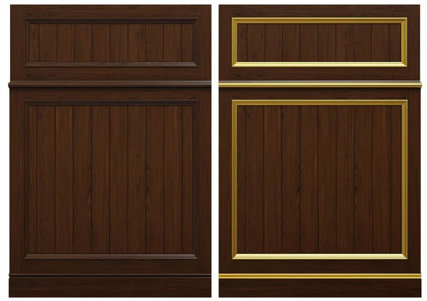 Klasik ahşap panel ve kaplama ve patina altın, 3d render. — Stok fotoğraf