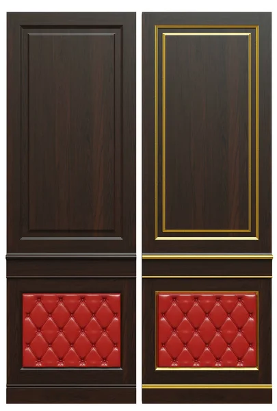 Классическая деревянная панель и шпон и патина золото, 3d рендеринг . — стоковое фото