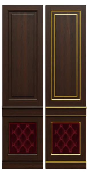 Klasik ahşap panel ve kaplama ve patina altın, 3d render. — Stok fotoğraf