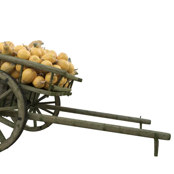 Carro de madera con calabazas — Foto de Stock