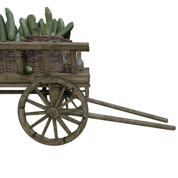 Holzwagen mit Zucchini — Stockfoto