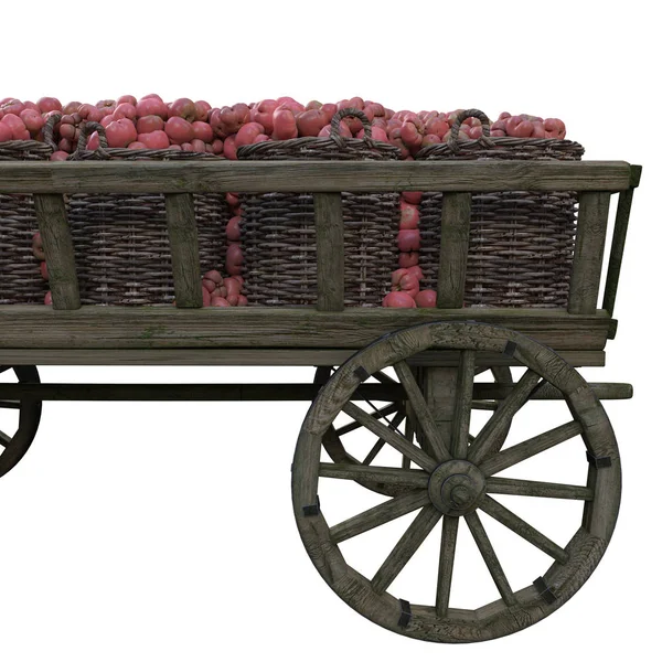 Reife Tomaten in einem Holzwagen — Stockfoto