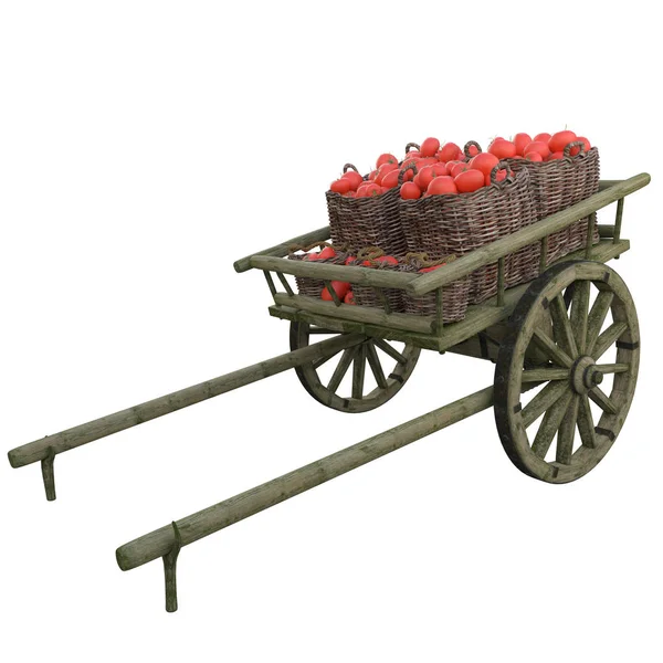 Reife Tomaten in einem Holzwagen — Stockfoto