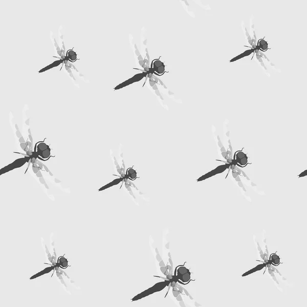 Naadloze Patroon Met Dragonfly Vectorillustratie — Stockvector