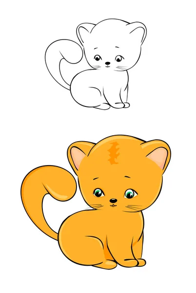 Çok şirin yavru kedi boyama. Vektör çizim.