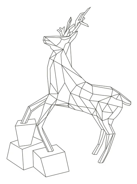 抽象的な多角形の鹿 幾何学的な図 — ストックベクタ