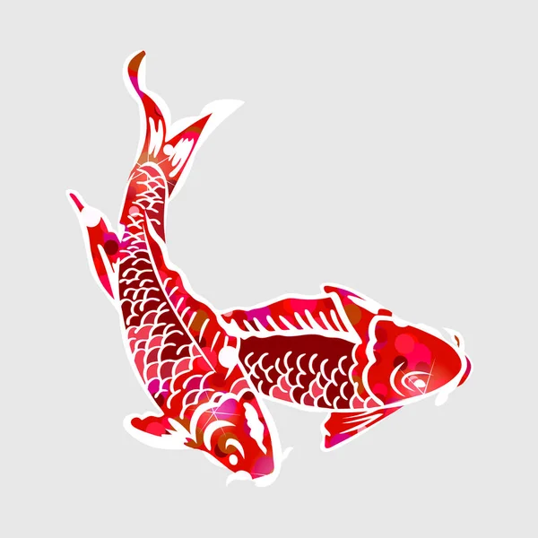 İki koi carps illüstrasyon vektör. Japonca çizim sazan. Asya sazan balık.