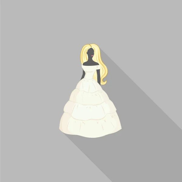 Girl Silhouette Bride Dress Wedding Icon Flat Style Cute Bride — Stock Vector