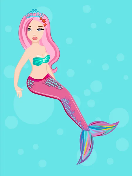 Bellissima Sirena Illustrazione Vettoriale — Vettoriale Stock