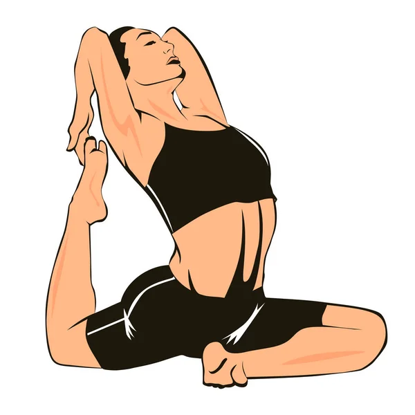 Chica Haciendo Yoga Ilustración Vectorial — Vector de stock