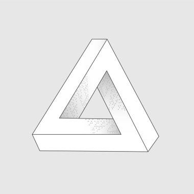 İmkansız bir figür. Vektör illüstrasyon, üçgen ile logo türü.