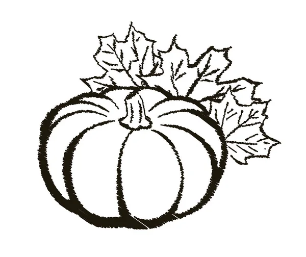 Autumn Composition Pumpkin Maple Leaves — Stock Vector