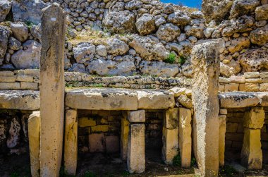 Ggantija Neolitik Tapınağı'nda Xaghra, Gozo, Malta