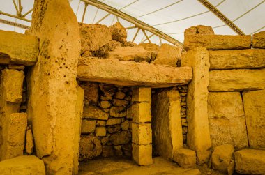 Hagar Qim. Bir Neolitik Sanctuary, 3600 - M.ö. 3200 iç oda. Unesco Dünya Mirası Listesi