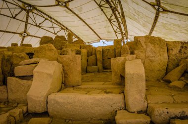 Hagar Qim. Bir Neolitik Sanctuary, 3600 - M.ö. 3200 iç oda. Unesco Dünya Mirası Listesi