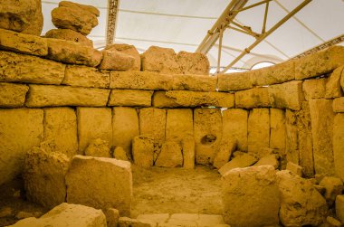 Hagar Qim. Bir Neolitik Sanctuary, 3600 - M.ö. 3200 iç oda. Unesco Dünya Mirası Listesi