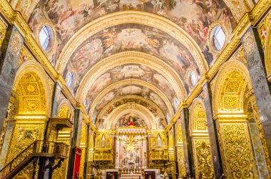 St John's Co Katedrali Barok sanat ve mimari değerli bir iç. Valetta, Malta