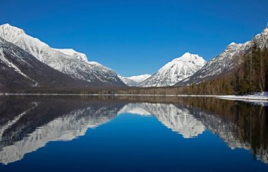 Lake McDonald mountain reflection in Glacier National Park, Montana, USA clipart