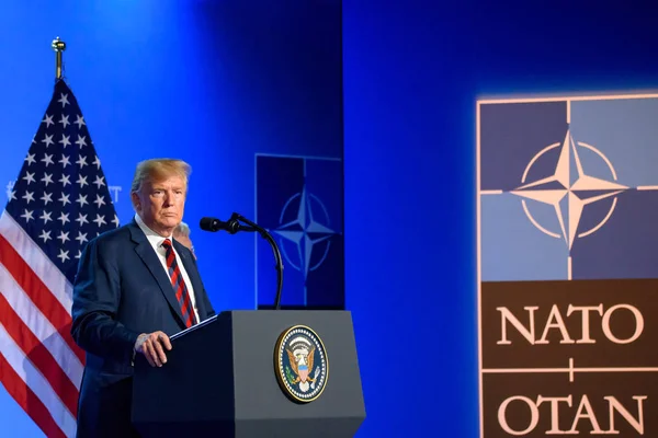 2018 브라셀 벨기움 콘퍼런스 도널드 트럼프 대통령 Nato 북대서양 Summit — 스톡 사진