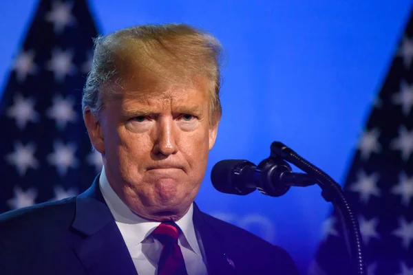 2018 Brusel Belgie Tisková Konference Donalda Trumpa Prezidenta Spojených Států — Stock fotografie