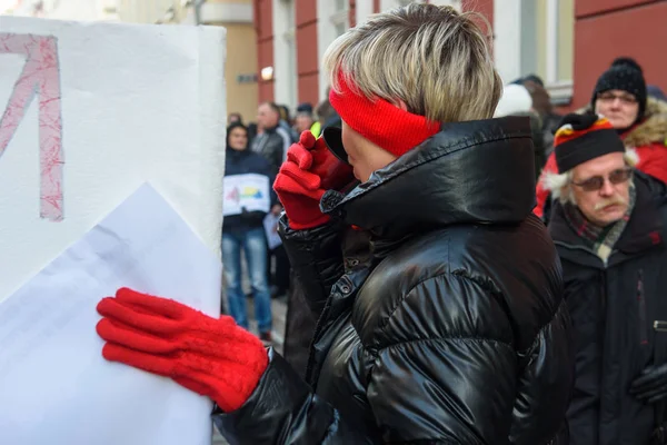 2019 Riga Latvia Demonstração Contra Nova Coligação Governo Letónia Fora — Fotografia de Stock