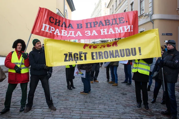 Riga Lettland Januari 2019 Demonstration Mot Koalition Regeringen Lettland Utanför — Stockfoto