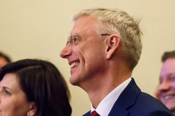 2019 Riga Lettország Arturs Krisjanis Karins Szavaztam Miniszterelnök Lett Parlament — Stock Fotó