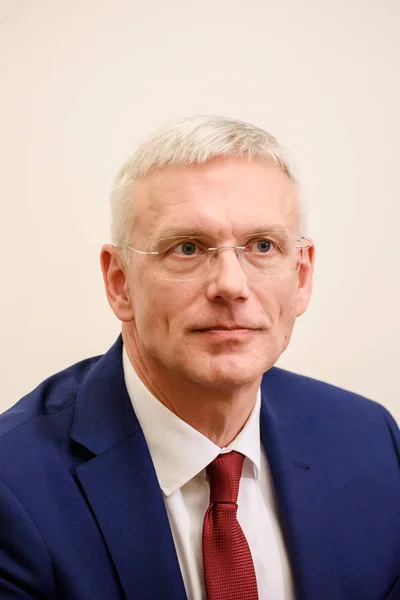 2019 Ρίγα Λετονία Πιέστε Πλήκτρο Conferfence Της Νέα Πρωθυπουργός Της — Φωτογραφία Αρχείου